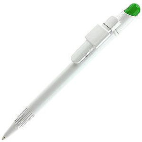 MIR Clip Logo Tampo B01, ручка шариковая, зеленый/белый с клипом Logo B01, пластик