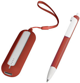 Набор SEASHELL-1:Универсальный аккумулятор(2000 mAh) и ручка в подарочной коробке,красный, шт