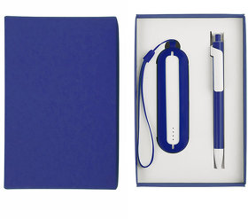 Набор SEASHELL-1:Универсальный аккумулятор(2000 mAh) и ручка в подарочной коробке,синий, шт