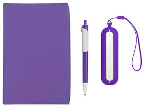 Набор SEASHELL-1:Универсальный аккумулятор(2000 mAh) и ручка в подарочной коробке,фиолетовый, шт