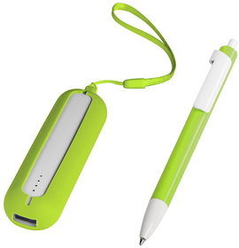 Набор SEASHELL-1:Универсальный аккумулятор(2000 mAh) и ручка в подарочной коробке,светло-зел, шт