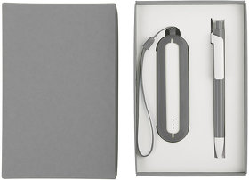 Набор SEASHELL-1:Универсальный аккумулятор(2000 mAh) и ручка в подарочной коробке,серый, шт