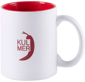 Кружка KULMER, белый с красным, 350мл, 9,6х8,2см, тонкая керамика