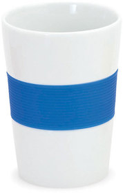 H343789/24 - Стакан NELO, белый с синим, 350мл, 11,2х8см, тонкая керамика, силикон