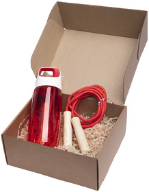 Набор подарочный INMODE: бутылка для воды, скакалка, стружка, коробка, красный