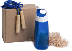 H39508/24 - Набор подарочный INMODE: бутылка для воды, скакалка, стружка, коробка, синий