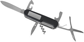 Нож многофункциональный c фонариком и уровнем в подарочной упаковке; 13,5х9х3,5 см; металл, резина (H17104)
