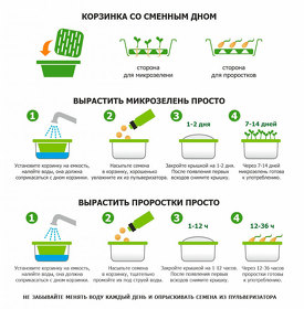 Набор для проращивания микрозелени: проращиватель, семена дайкона