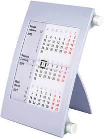 Календарь настольный на 2 года; серый с белым ; 18х11 см; пластик; шелкография, тампопечать