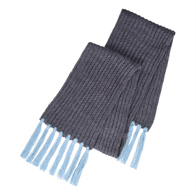 Вязаный комплект шарф и шапка GoSnow, антрацит c фурнитурой, голубой, 70% акрил,30% шерсть