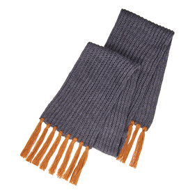 Вязаный комплект шарф и шапка GoSnow, антрацит c фурнитурой, оранжевый, 70% акрил,30% шерсть