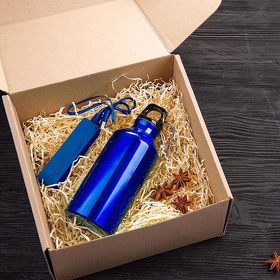 Набор подарочный ENERGYHINT: зарядное устройство, бутылка, коробка, стружка, синий