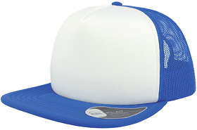 H25423.25 - Бейсболка "SNAP 90S", 5 клиньев, пластиковая застежка, синий, белый,100 %полиэстер,80 г/м2