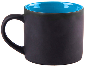 Кружка YASNA с прорезиненным покрытием, черный с голубым, 310 мл, фарфор (H23506/22)