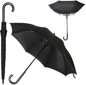 Зонт-трость ANTI WIND, полуавтомат, пластиковая ручка, черный; D=103 см (H7429/35)