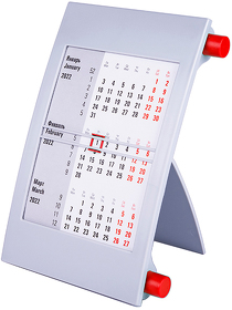 Календарь настольный на 2 года; серый с красным; 18х11 см; пластик; шелкография, тампопечать