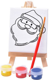 Набор для раскраски "Дед Мороз":холст,мольберт,кисть, краски 3шт, 7,5х12,5х2 см, дерево, холст (H344532A)