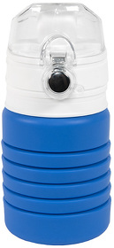 H29800/24 - Бутылка для воды складная с карабином SPRING; синяя, 550/250 мл, силикон