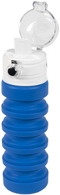 Бутылка для воды складная с карабином SPRING; синяя, 550/250 мл, силикон