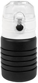 Бутылка для воды складная с карабином SPRING; черная, 550/250 мл, силикон (H29800/35)