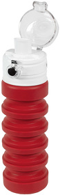 Бутылка для воды складная с карабином SPRING; красная, 550/250 мл,  силикон