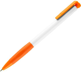 N13, ручка шариковая с грипом, пластик, белый, оранжевый