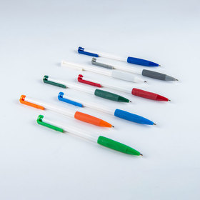 N13, ручка шариковая с грипом, пластик, белый, серый