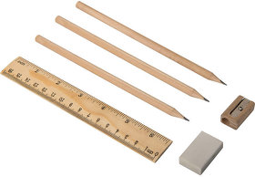 Канцелярский набор DONY -  карандаши, линейка, точилка, ластик, дерево/переработанный картон (H343643)
