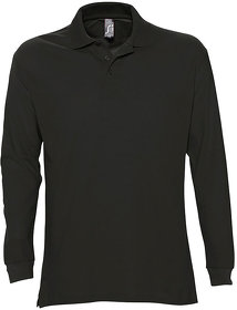 Рубашка поло мужская с длинным рукавом STAR, черный, 100% хлопок, 170 г/м2 (H711328.312)