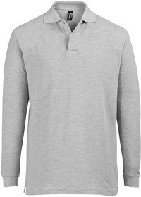 Рубашка поло мужская с длинным рукавом STAR, серый меланж, 85% х/б, 15% вис., 170 г/м2 (H711328.360)
