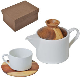 Набор "Andrew":чайная пара и чайник в подарочной упаковке,28,5х18,5х11см,200 мл и 600 мл,фарфор,дере (H21601)