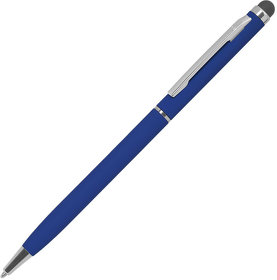H1105G/24 - TOUCHWRITER SOFT, ручка шариковая со стилусом для сенсорных экранов, синий/хром, металл/soft-touch