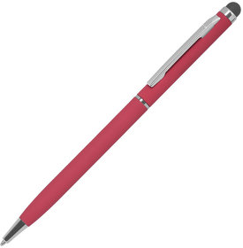 H1105G/08 - TOUCHWRITER SOFT, ручка шариковая со стилусом для сенсорных экранов, красный/хром, металл/soft-touch