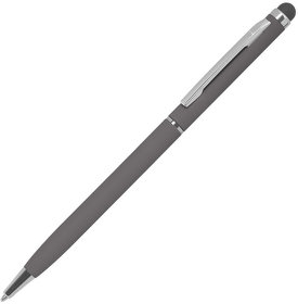 TOUCHWRITER SOFT, ручка шариковая со стилусом для сенсорных экранов, серый/хром, металл/soft-touch