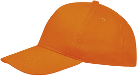 H788110.400 - Бейсболка "SUNNY", 5 клиньев, застежка на липучке, оранжевый, 100% хлопок, плотность 180 г/м2