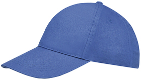 Бейсболка "SUNNY", 5 клиньев, застежка на липучке, ярко-синий, 100% хлопок, плотность 180 г/м2 (H788110.241)