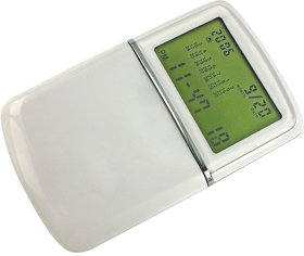 H13813/01 - Калькулятор с календарем; белый; 6,2х10х1,5 см; пластик; тампопечать