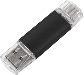 USB flash-карта ASSORTI OTG Type-C (8Гб), черная, 6,3х1,7х0,8 см, металл (H19338_8Gb/35)
