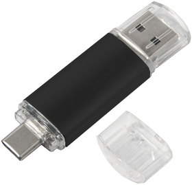 USB flash-карта ASSORTI OTG Type-C (8Гб), черная, 6,3х1,7х0,8 см, металл