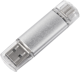 USB flash-карта ASSORTI OTG Type-C (16Гб), серебристая, 6,3х1,7х0,8 см, металл (H19338_16Gb/47)