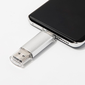 USB flash-карта ASSORTI OTG Type-C (16Гб), серебристая, 6,3х1,7х0,8 см, металл