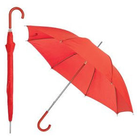 Зонт-трость с пластиковой ручкой, механический, красный, нейлон, D=105 см (H343372/08)