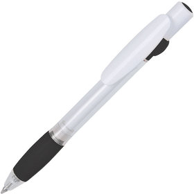 ALLEGRA SWING, ручка шариковая, черный/белый, прозрачный корпус, белый барабанчик, пластик
