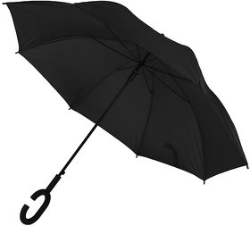 Зонт-трость HALRUM,  полуавтомат, черный, D=105 см, нейлон, пластик (H345706/35)