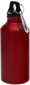 H7120/08 - Бутылка для воды "Mento-1", алюминиевая, с карабином, 400 мл., красный