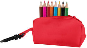 H345139/08 - Набор цветных карандашей (8шт) с точилкой MIGAL в чехле, красный, 4,5х10х4 см, дерево, полиэстер