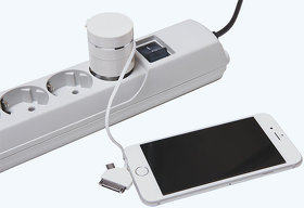 Сетевое зарядное устройство c USB выходом и универсальным кабелем 3-в-1