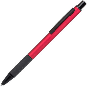 CACTUS, ручка шариковая, красный/черный, алюминий, прорезиненный грип
