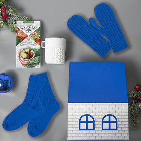 Набор подарочный SNOWFALL: кружка, варежки, носки, синий (H39497/24)