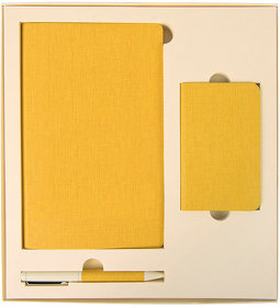 Набор подарочный PROVENCE; Универсальный аккумулятор(5000мАh), блокнот и ручка; желтый, шт